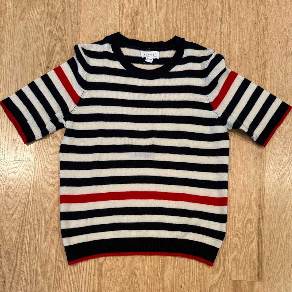 Velvet by Graham & Spencer Navy and Cream Sweater